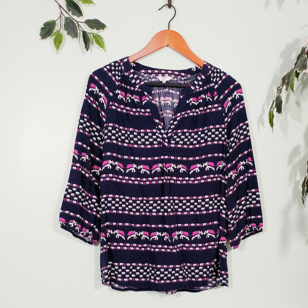 Crown & Ivy Elephant Print Blouse